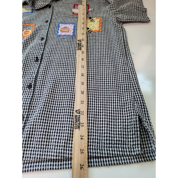 Vtg Bobbie Brooks Womens Black Gingham Short Sleeve Button-Up Shirt M Patchwork - Picture 6 of 12